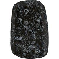 Orsina Large Black Marble Effect Serving Platter, Stoneware Oval Platter With Veining, Perfect for Dinner Platters