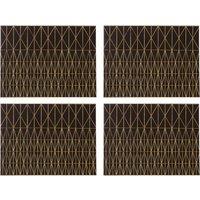 Orsina Set of Four Prism Black & Gold Placemats, Durable Heat-Resistant Faux Leather Mats with Geometric Design