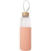 Orsina Spacious Glass Mug With Mint Silicone Sleeve, Easily Maintained Mug Glassware, Versatile Clear Glass Mugs in Peach
