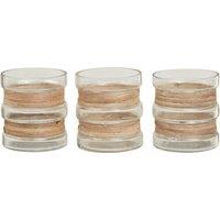 Orsina Set of 3 Natural Glass Tealight Holders, Decorative Tea Light Holders, Identical Tea Light Candle Holders