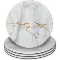Orsina Elegant Luxe Set Of 4 Coasters, Marble Design Round Set Of 4 Coasters For Kitchen, Versatile White Coasters