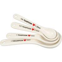 Orsina Charming Set Of 4 Heart Design Measuring Spoons, Precised Measuring Spoons For Baking, Colourful Design Spoon in Cream
