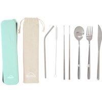 Orsina 6 Pc Straw Cutlery Set with Box, Spoon & Fork Set, Serving Fork & Spoon, Unique Cutlery Set in Silver