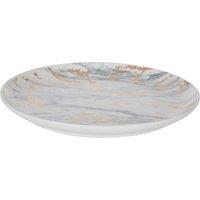 Orsina Matte Finish Porcelain Side Plate, Marble Pattern Plate With Gold Accent & Slanted Sides, Ideal For Appetizers