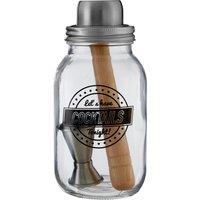 Orsina Professional Ara 3 Piece Lets Have Cocktails Jar, Clear Design Cocktail Jar, Complete Bar Accessory Jar in Silver