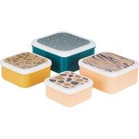Orsina Stackable Design Set Of 4 Animal Print Lunch Boxes, Versatile Assortment Of Multisized PP Lunch Boxes