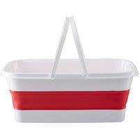 Premier Housewares Averill Collapsible Rectangular Basket With Handles in Red