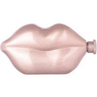 Orsina Pout Hip Flask, Fun & Quirky Stainless Steel Flask With Pouting Lips Design, Compact 4oz Size With Secure in Pink