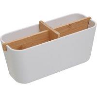 Orsina Grey Detachable Organizer With 4 Compartments, Bamboo Fibre Storage Organizer, Sub-Grid Drawer Organizer in White