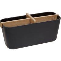 Orsina Grey Detachable Organizer With 4 Compartments, Bamboo Fibre Storage Organizer, Sub-Grid Drawer Organizer in Black