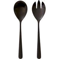 Orsina Modern Retro Matt Black Salad Servers Set