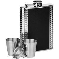 Orsina Ribbed Stainless Steel Hip Flask Set, 5oz Textured Flask With Shot Glasses & Funnel, Durable & Stylish in Black