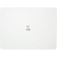 Orsina Charm Set of Four White Placemats, Durable Heat-Resistant Table Mats with Minimalist 'Eat' Text Design
