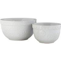 Orsina Versatile Set Of Two Round Mixing Bowls, Charming Kitchen Bowl For Breakfast, Durable Bowl Set For Kitchen in White