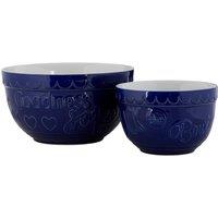 Orsina Versatile Set Of Two Round Mixing Bowls, Charming Kitchen Bowl For Breakfast, Durable Bowl Set For Kitchen in Blue