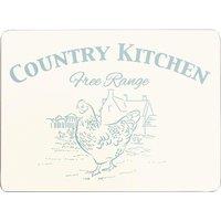 Orsina Country Kitchen Set of Four Cork Placemats, Durable Heat-Resistant Table Mats with Farmhouse Design in White