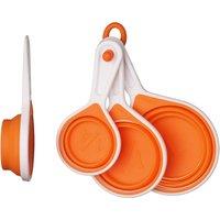 Orsina Durable Set of Four Orange Silicone Measuring Cups, Collapsible Measuring Cup, Functional Measuring Cup