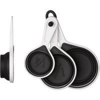 Orsina Durable Set of Four Orange Silicone Measuring Cups, Collapsible Measuring Cup, Functional Measuring Cup in Black