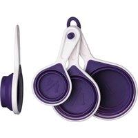 Orsina Durable Set of Four Orange Silicone Measuring Cups, Collapsible Measuring Cup, Functional Measuring Cup in Purple