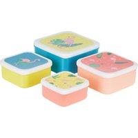Orsina Stackable Design Set Of 4 Flamingo Lunch Boxes, Versatile Assortment Of Multisized PP Lunch Boxes