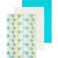 Orsina Set Of Three Leaf Tea Towels in Green