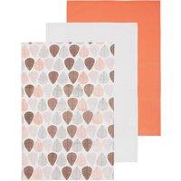 Orsina Set Of Three Leaf Tea Towels in Orange