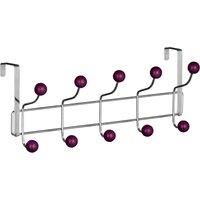 Orsina Over Door 10 Hook Hanger With Turquoise Balls, Stylish Chrome Rack With Colourful Ball Tips in Purple
