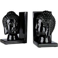Orsina Piper Set of 2 Buddha Head Bookends in Black