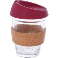 Orsina Glass Mug With Red Silicone Lid, Glass Coffee Mug With Silicone Lid & Cork Wrap, Glass Mug With Lid
