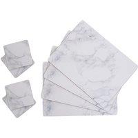 Orsina Stylish 8Pc Cork Placemats & Coasters, Practical Design Placemats, Heat Resistant Placemats & Coasters in White