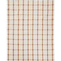 Orsina Pink & Poppy Striped Tablecloth, 100% Cotton Dining Table Cover, Highly Absorbent Cotton Tablecloth in Light Brown