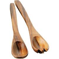 Orsina Unique Handcrafted Acacia Wood Salad Servers, Wooden Salad Spoon & Fork Set, Wooden Salad Mixing Utensils in Brown