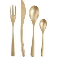 Orsina 16Pc Cutlery Set, Elegant Matte Gold Cutlery Set, Modern Stainless Steel Cutlery Set with Curved Handles