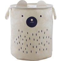 Orsina Bear Face Laundry Bag, Adorable Fabric Hamper With Drawstring Closure & Carry Handles, Lightweight in White