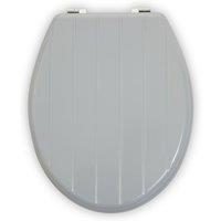 Orsina Black Panel Effect Toilet Seat, Wooden Toilet Lid with Metal Hinges, Bathroom Seat With Zinc Alloy Fittings in Grey
