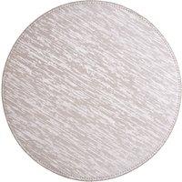 Orsina Set Of Four Round Placemats, Contemporary Heat Resistant Dining Mats, Stylish Faux Leather in Silver