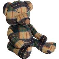Orsina Large Green Check Bear Door Stop, Decorative Bear Doorstop For Garden Doors, Heavy Secure Door Stop Holder