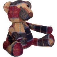 Orsina Large Green Check Bear Door Stop, Decorative Bear Doorstop For Garden Doors, Heavy Secure Door Stop Holder in Maroon