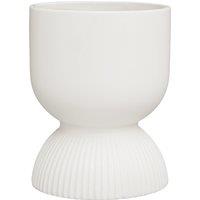 Orsina Lightweight Planter, Durable Ceramic Construction Outdoor Pot, Cylindrical Design Flower Planter in White