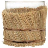 Orsina Coastal Styled Small Candle Holder, Modern Candle Holder, Round Glass Candle Holder in Natural