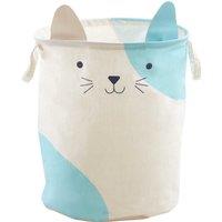 Orsina Cat Face Laundry Bag, Cute & Practical Fabric Hamper With Drawstring Closure & Carry Handles in White