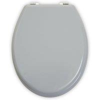 Orsina Grey Wood Toilet Seat, Oval Toilet Seat With Scratch-Resistant Veneer Lid, Ideal For Closet Seat Replacement in Light Grey
