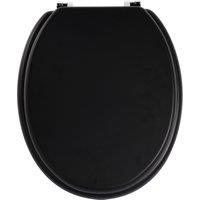 Orsina Grey Wood Toilet Seat, Oval Toilet Seat With Scratch-Resistant Veneer Lid, Ideal For Closet Seat Replacement in Black