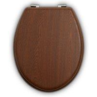 Orsina Grey Wood Toilet Seat, Oval Toilet Seat With Scratch-Resistant Veneer Lid, Ideal For Closet Seat Replacement in Dark Brown