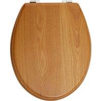 Orsina Grey Wood Toilet Seat, Oval Toilet Seat With Scratch-Resistant Veneer Lid, Ideal For Closet Seat Replacement in Natural