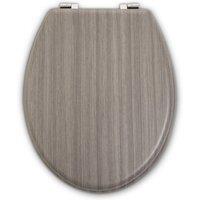 Orsina Grey Wood Toilet Seat, Oval Toilet Seat With Scratch-Resistant Veneer Lid, Ideal For Closet Seat Replacement