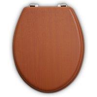 Orsina Grey Wood Toilet Seat, Oval Toilet Seat With Scratch-Resistant Veneer Lid, Ideal For Closet Seat Replacement in Brown