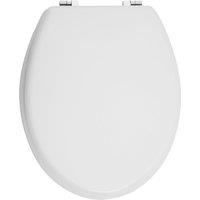 Orsina Grey Wood Toilet Seat, Oval Toilet Seat With Scratch-Resistant Veneer Lid, Ideal For Closet Seat Replacement in White
