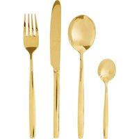 Orsina 16 Piece Stainless Steel Cutlery Set, Avie Colored Cutlery Set, Luxury Cutlery Set, Modern 16 Piece Cutlery Set in Gold