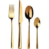 Orsina 16 Piece Stainless Steel Cutlery Set, Avie Colored Cutlery Set, Luxury Cutlery Set, Modern 16 Piece Cutlery Set in Yellow